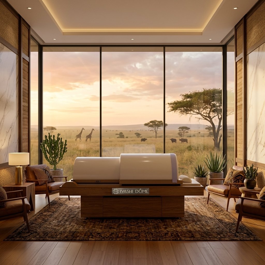 Luxury island wellness sanctuary — indoor-outdoor spa in a tropical Indian Ocean setting