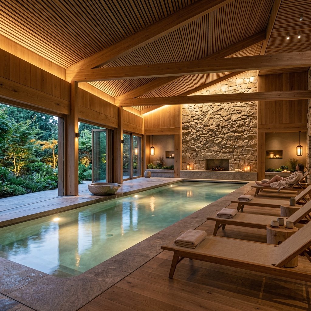 Luxury spa interior with atmospheric lighting