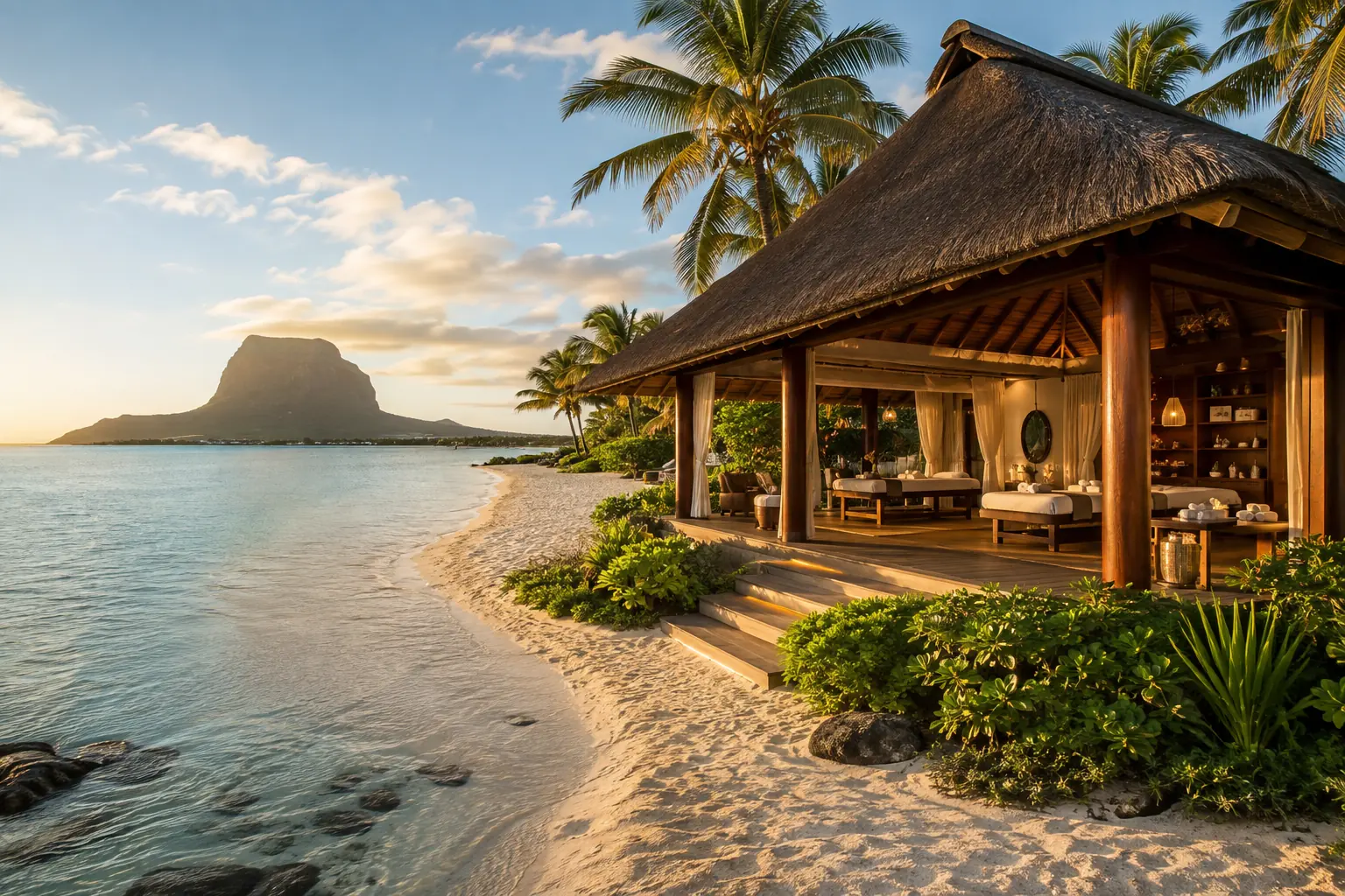 Spa development in Mauritius - luxury beach resort spa and turquoise lagoon