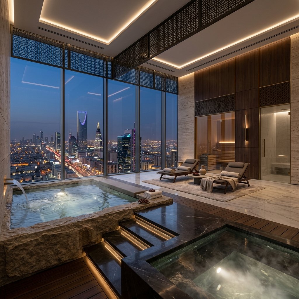 Private wellness suite in a Gulf residence with city views