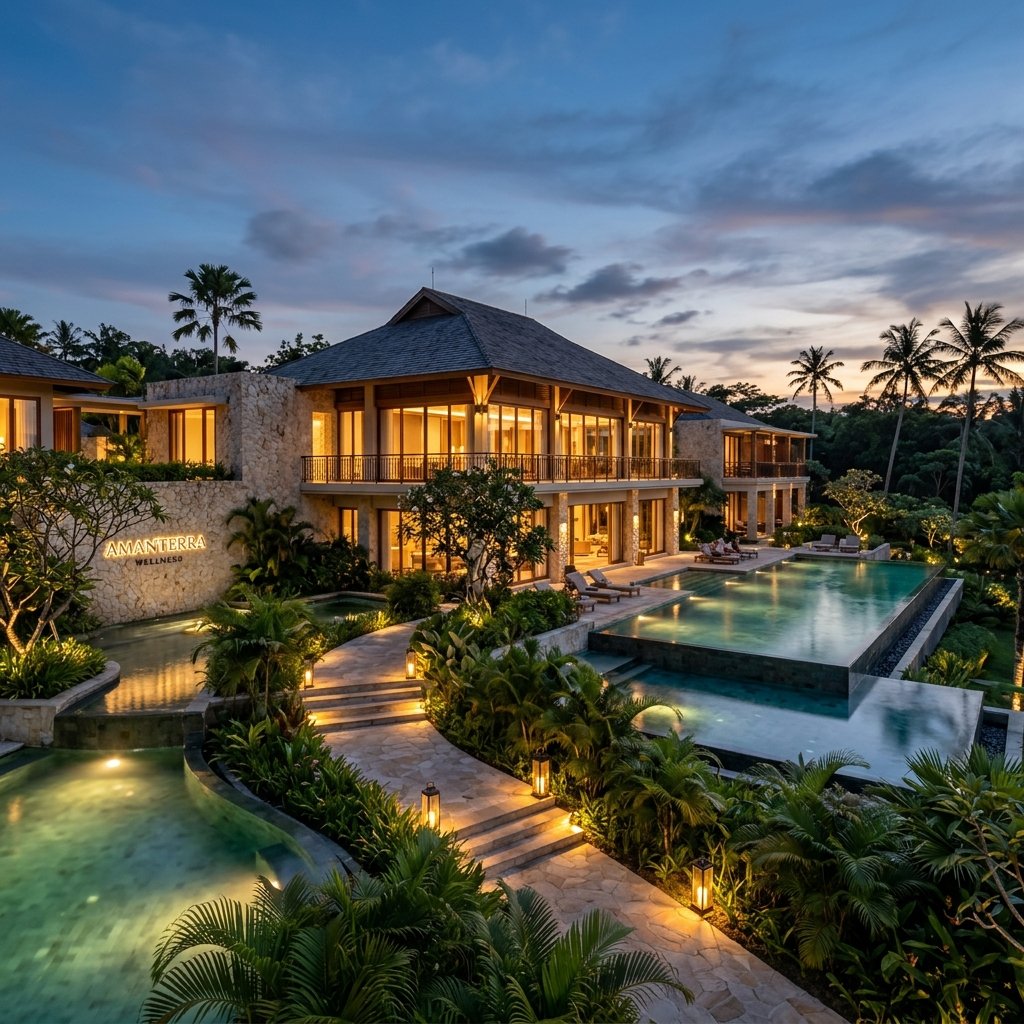 Luxury resort spa pool area
